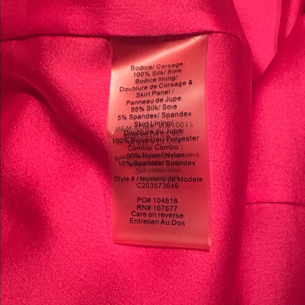 ALICE + OLIVIA 100% Silk Strawberry Pink Ruched Cocktail Mini Dress Size M - Picture 10 of 11